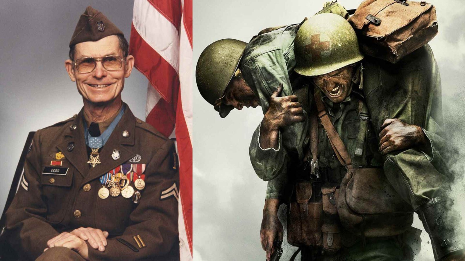 Cena de resgate em Até o Último Homem e Desmond Doss com a Medalha de Honra