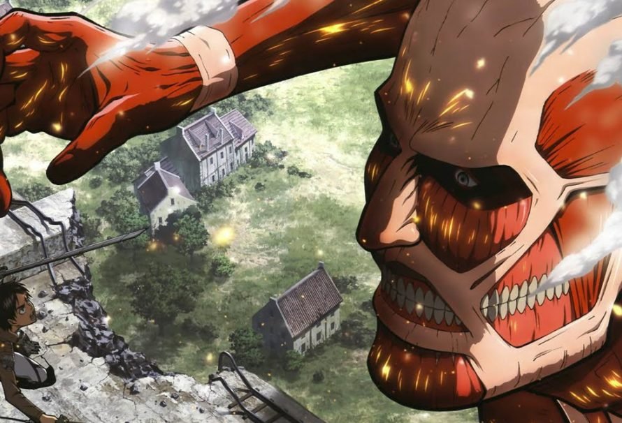 Titã colossal com fundo de destruição